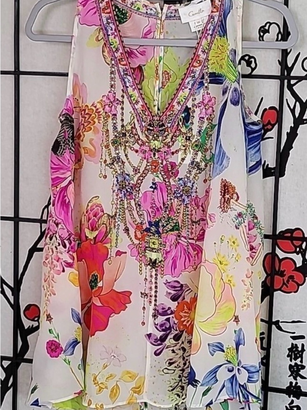Camilla NWT Fairy Gang V Neck Button Back 100% Silk Top - Picture 9 of 13